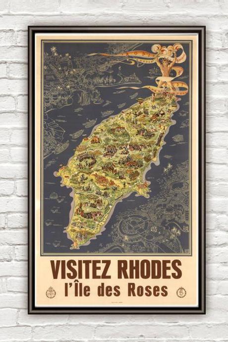 Vintage Poster of Rhodes Island Greece