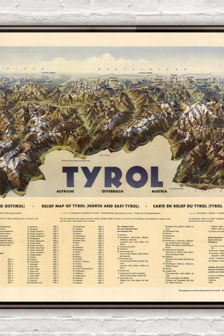 Vintage Poster of Tyrol Austria, Travel Poster Tourism