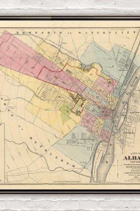 Albany NY Old Map New York 1881