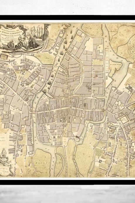 Vintage Map of Cork, Ireland 1759 Antique Vintage