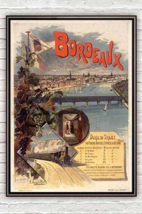 Vintage Poster Bordeaux Bordeus France , 1897