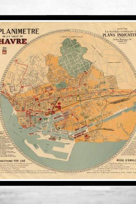 Old map of Le Havre 1930