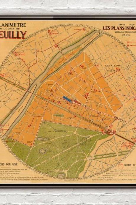Old Map Of Neuilly Sur Seine 1930