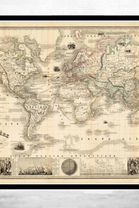 Beautiful World Map 1853 Map of the World Mercator projection