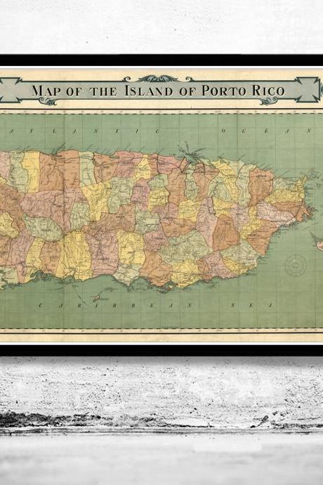 Old Map Of Puerto Rico Island, 1915