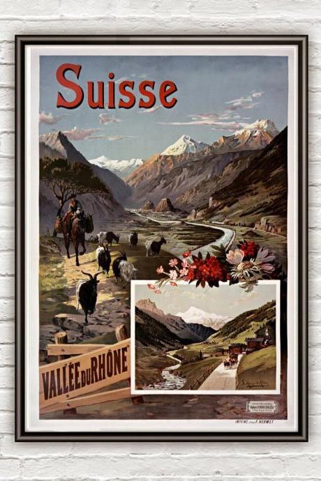 Vintage Poster of Switzerland Rhone Suisse , 1897
