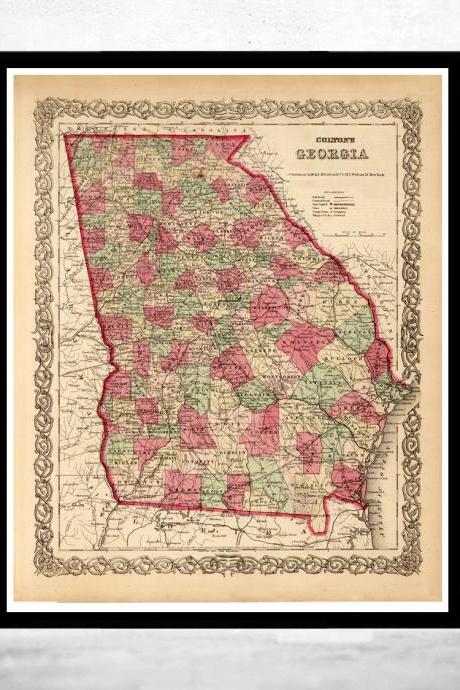 Vintage map of Georgia 1886