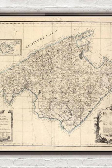 Old Map Of Mallorca Maiorca Spain 1814