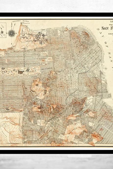 Old Map of San Francisco, United States of America Vintage 1929