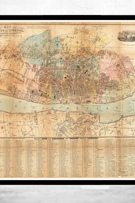 Old Map of Liverpool 1854 England