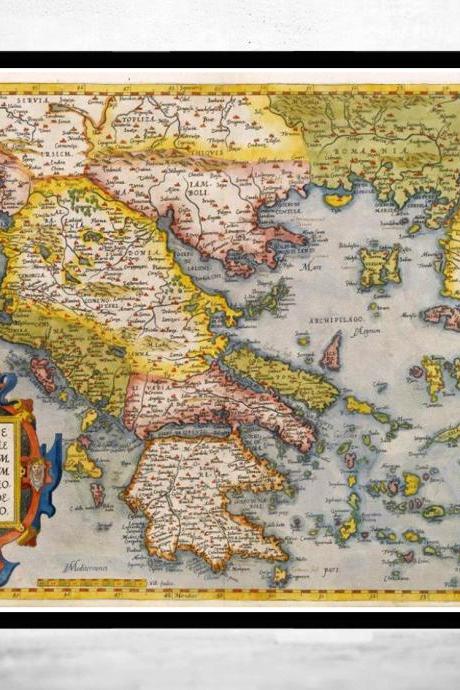 Old Map of Greece 1572 Vintage map