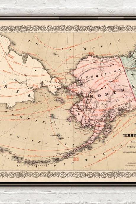 Old Map Of Alaska 1868