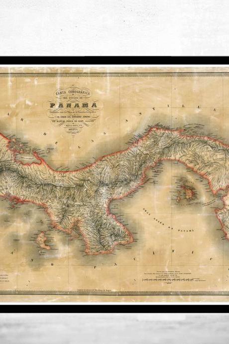 Vintage Map of Panama 1865