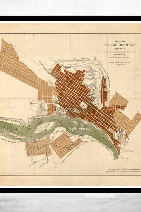 Old Map of Richmond Virginia 1853