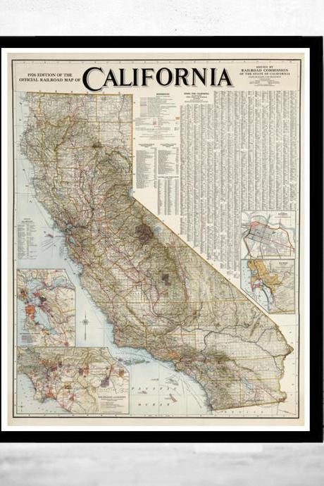 Vintage Map of California 1926