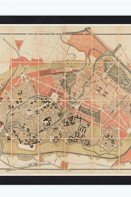 Old Map of Strasbourg Strassburg 1880 , City Plan France