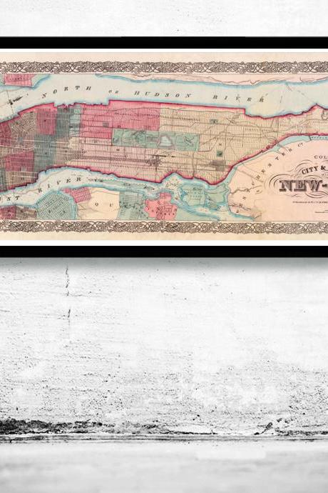 Old Map of New York, 1867 Manhattan