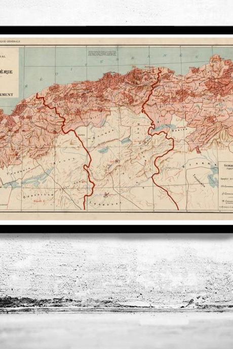 Old Map of Algeria Algerie 1870 Vintage map