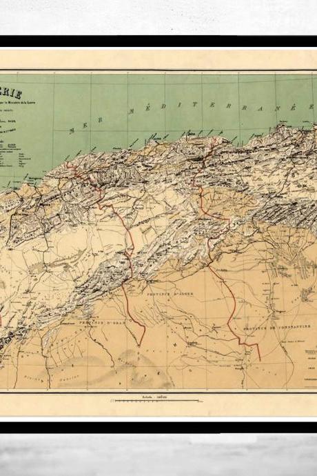 Old Map of Algeria Algerie 1884 Vintage map