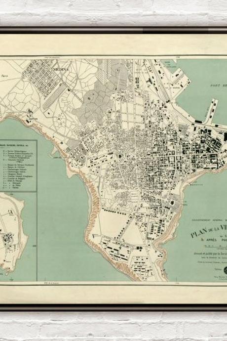 Old Map of Dakar Senegal 1925 Vintage map