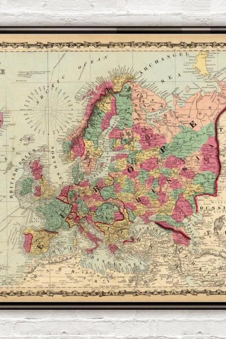Old Map of Europe 1860