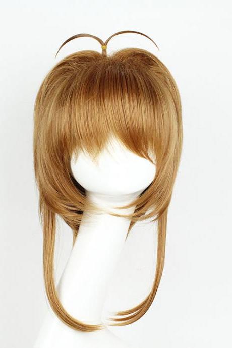 Short Cardcaptor Sakura Brown Synthetic Anime Lolita Wig Cosplay Costume Hair Wig Party Wig