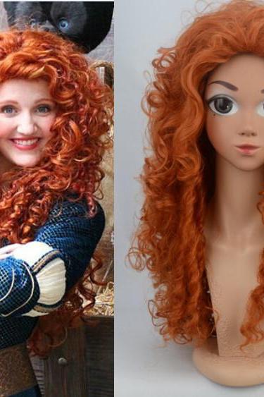 Brave Movie Disguise Pixar Merida Costume Wig Cosplay Party Hair Wig