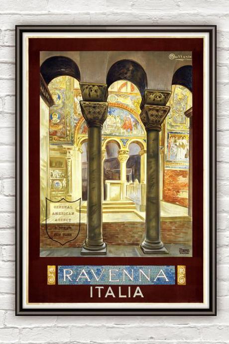 Vintage Poster of Ravenna Italy Italia 1930 Tourism poster travel Ravena