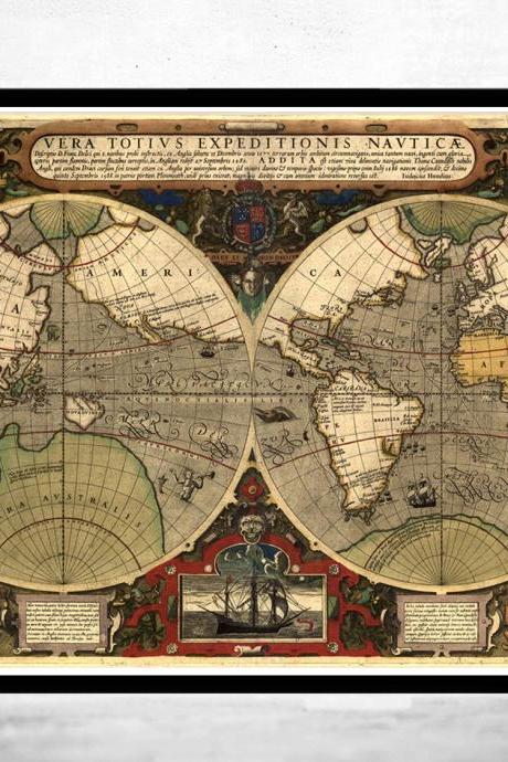 Old World Map Antique 1595