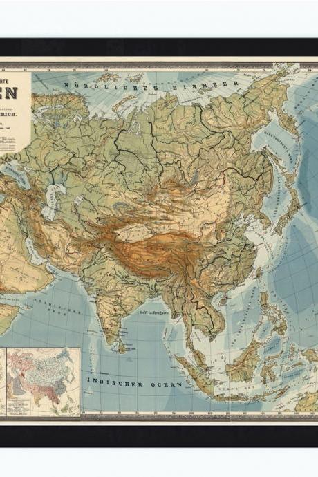 Old Map of Asia 1901, India, China & South East Asia