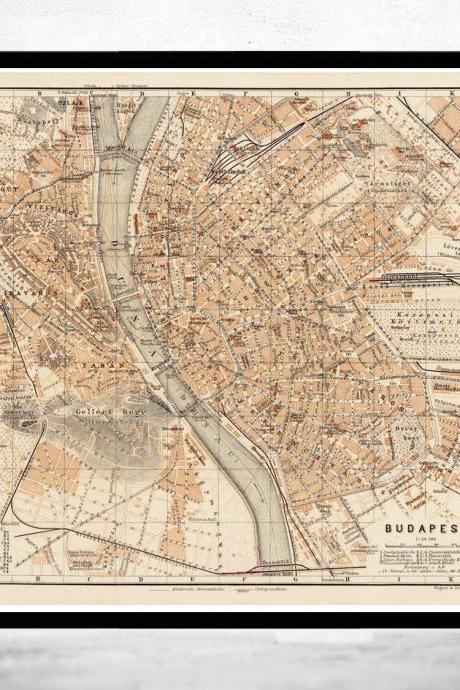 Old Map Of Budapest Hungary 1913