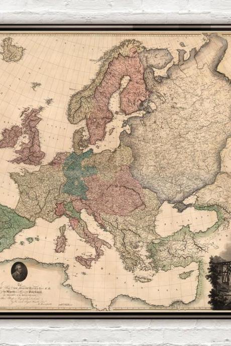 Beautiful Old Map of Europe 1876