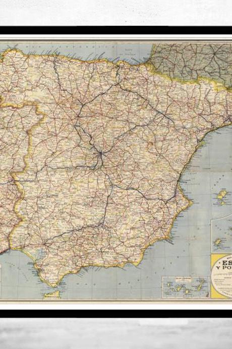 Old Map Of Spain 1850