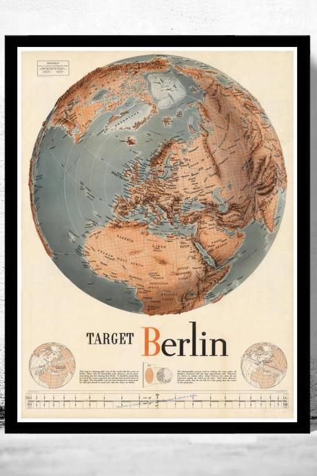 Vintage Target Berlin Germany War Map Poster