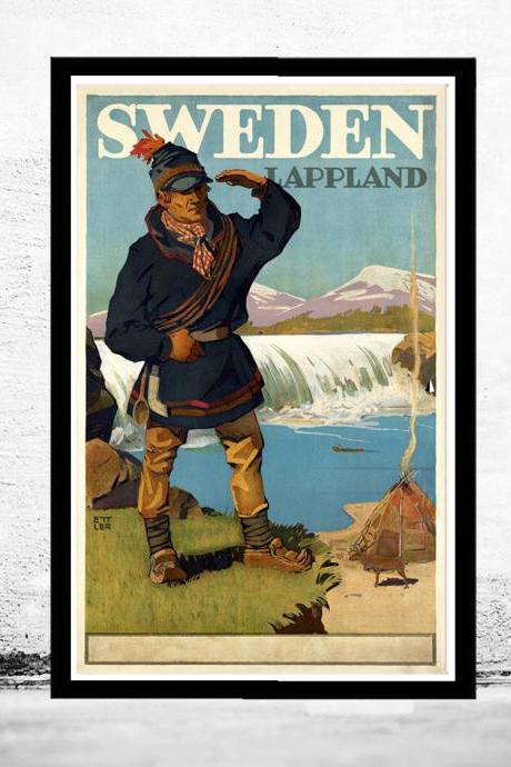 Vintage Poster of Sweden Lapland Tourism poster travel