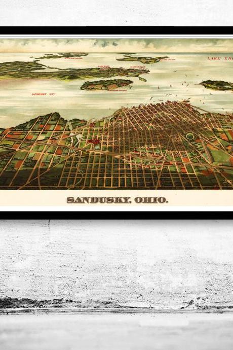 Sandusky Ohio Panoramic View Vintage 1898