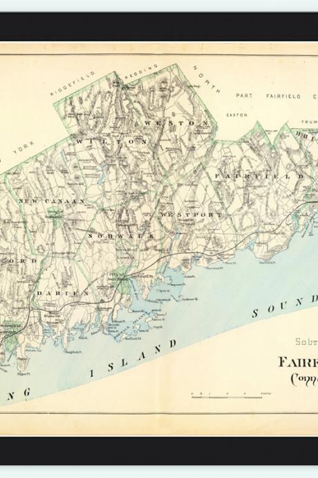 Old Map Of Fairfield South Part 1893, Connecticut