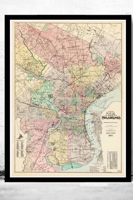 Old Map of Philadelphia 1893