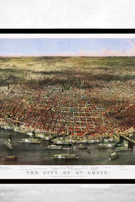 Old Saint Louis City St Louis Panoramic View 1874