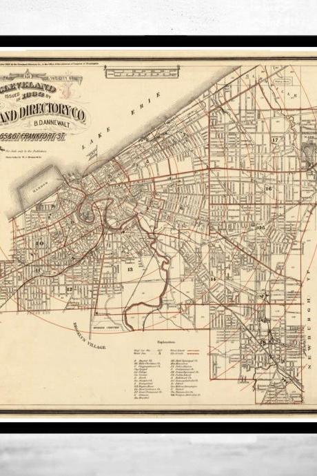 Old Map of Cleveland and suburbs 1882