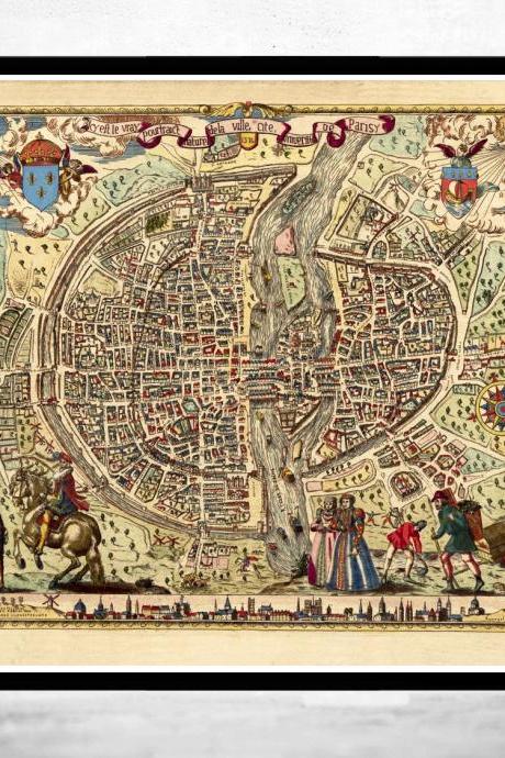 Old Map of Paris 1576