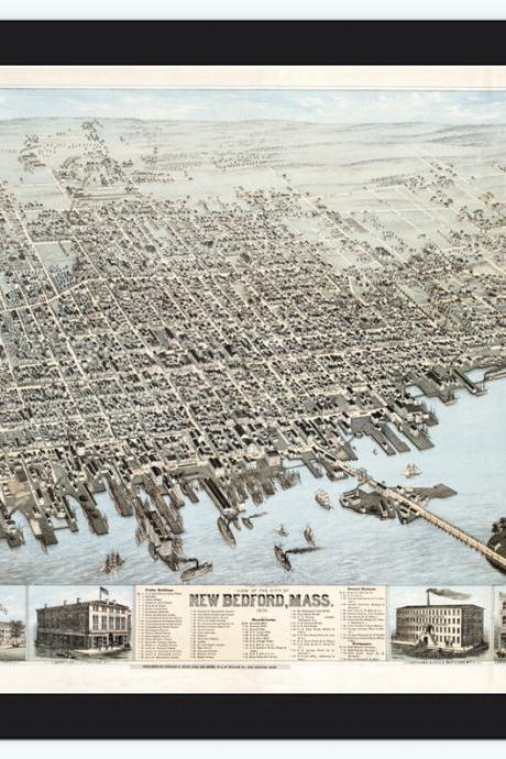Bedford Birdseye View , Massachusetts United States 1876