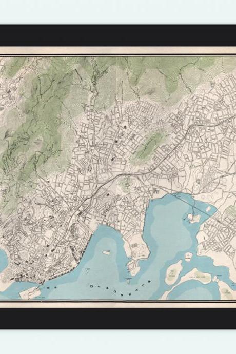 Old Map of Rio de Janeiro Brasil 1928 Vintage Map
