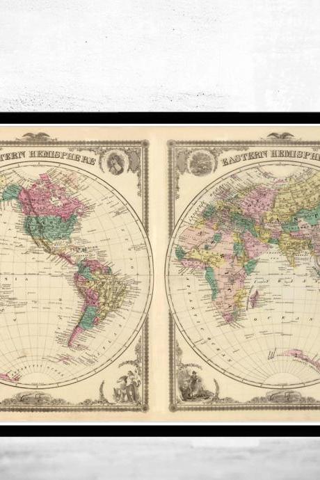 Old Map Of The World Map 1875