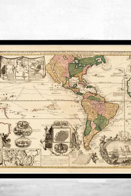 Beautiful World Map Vintage Atlas 1740 Mercator Projection