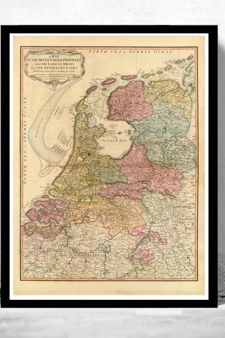 Vintage Map Of The Netherlands Hollandia Holland 1794