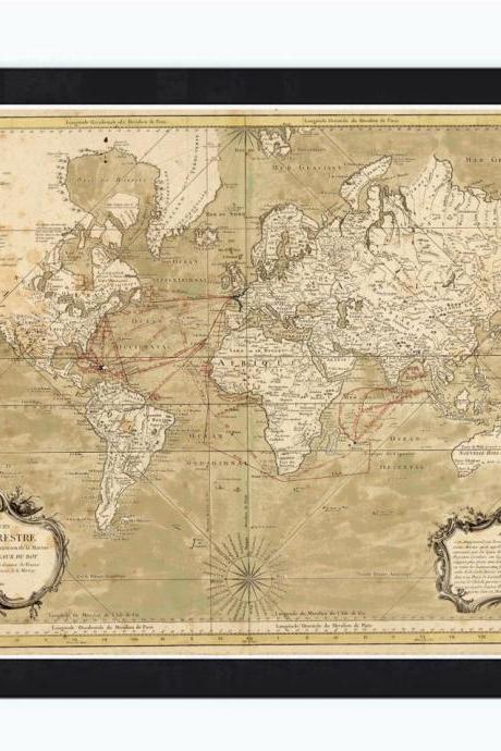 Old World Map 1784 New discoveries