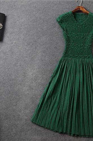 Fashion Pressure Plait Pleated Elasticity The Green Dress