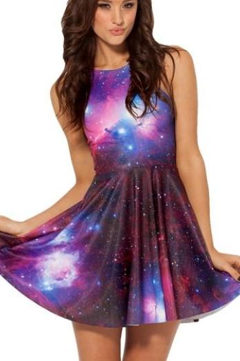 Galaxy Purple Skater Dress 