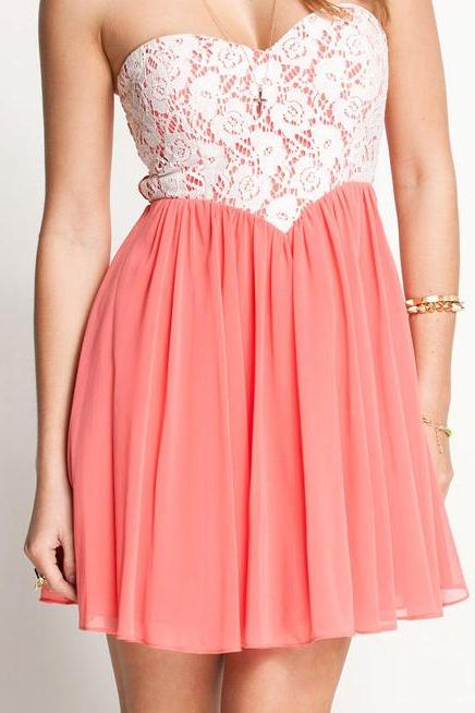 Nice Pink Lace Bra Chest Wrapped Dress
